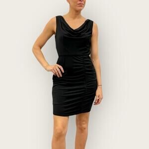 NWT | Sam Edelman | Ruched Cowl Neck Body Con Mini Dress | Black | Size 4